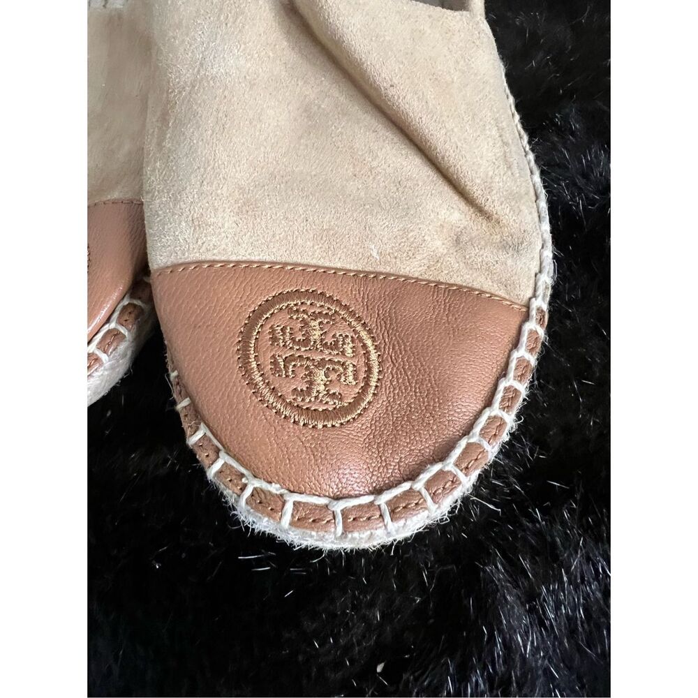 Tory Burch Colorblock Women's Size 9 US Beige Nappa Leather Espadrille Flats - Picture 2 of 7